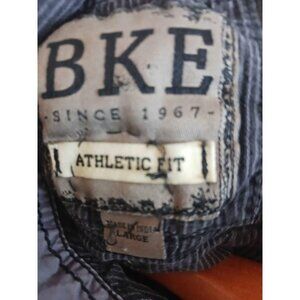 BKE Mens Athletic Fit Black Striped Button-Down Shirt With Harley-Davidson. L